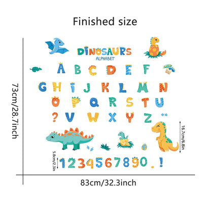 Cartoon Dinosaur Alphabet Removable Wall Stickers Letter Digit for Early education Kindergarten Nursery Kids Baby Room PVC Decal-HomeDecorDecals_com