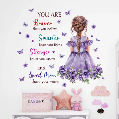 Cartoon Purple Flower Girls Wall Decal-HomeDecorDecals_com