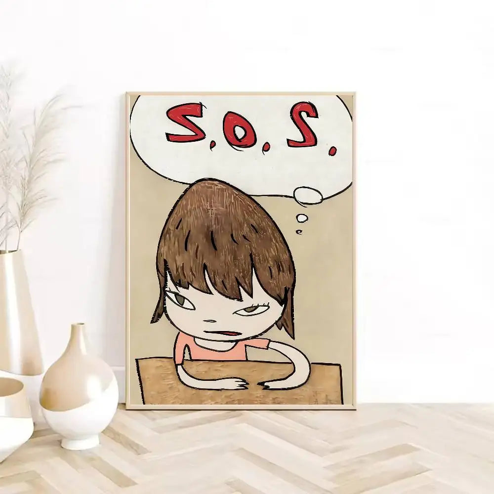 Y-Yoshitomo Nara Art Lovely melancholy Poster HD sticky wall waterproof home living room bedroom Dorm bar aesthetic decoration-HomeDecorDecals_com