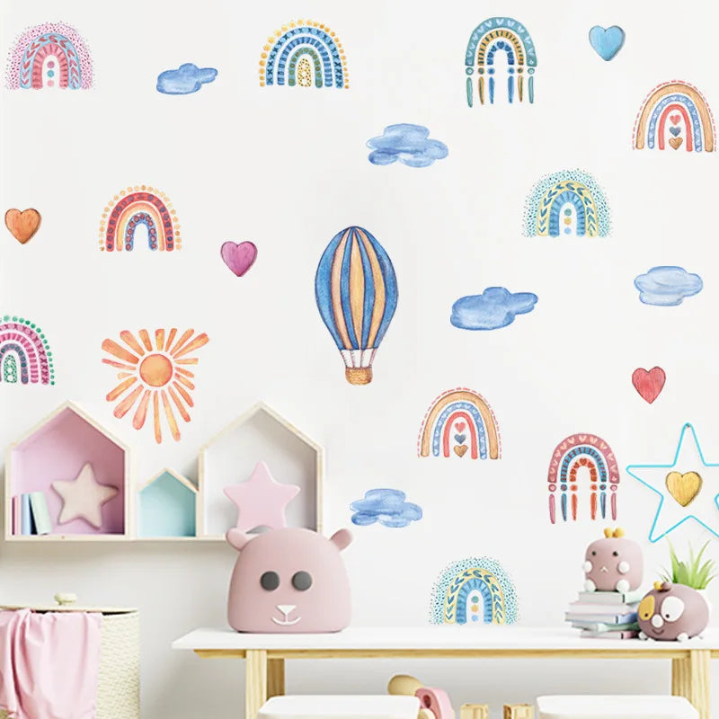 1x Cartoon Arch Rainbow DIY Wall Stickers for Baby Room Kids Bedroom Nursery Window Decor Removable PVC Decals Home Pieces Mural-HomeDecorDecals_com