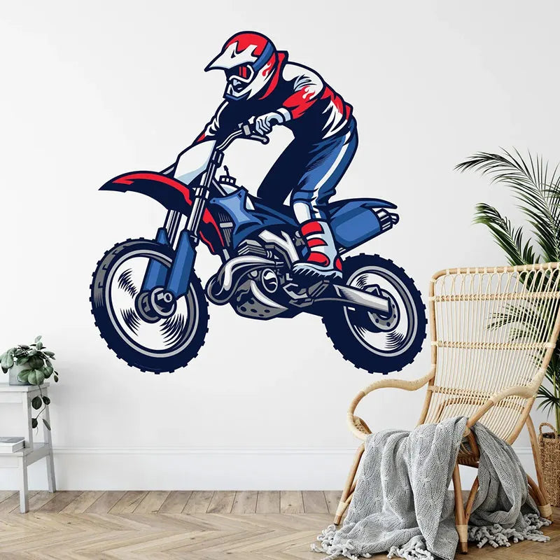 Motocross Dirt Bike Wall Decal Boys Bedroom Playroom Home Decoration Motorbike Extreme Sport Art Window Sticker Mural-HomeDecorDecals_com