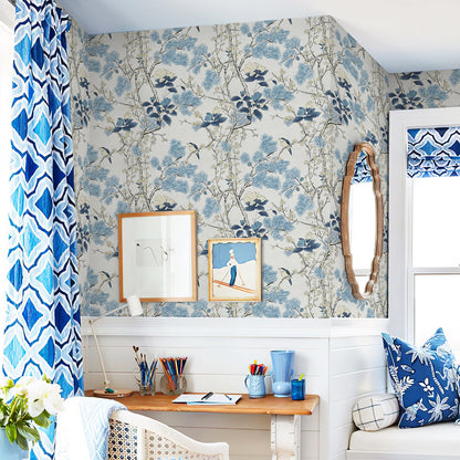 Detailed look at Blue Bird Floral Wall Decal | Home Decor by HomeDecorDecals.