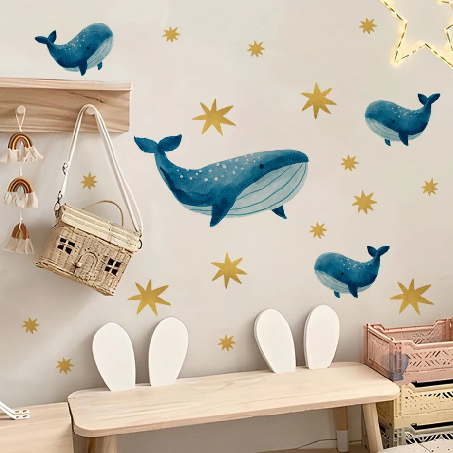 Watercolour Cartoon Cute Marine Animals Wall Decal | Home Decor design details by HomeDecorDecals.