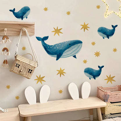 Watercolour Cartoon Cute Marine Animals Wall Decal | Home Decor design details by HomeDecorDecals.