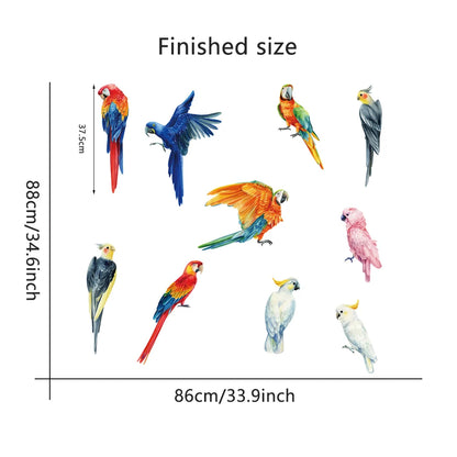 Hand-painted style Birds Wall Stickers Parrot Decal for Kids Nursery Bedroom Living Room Decor Art Removable Murals Wall Posters-HomeDecorDecals_com