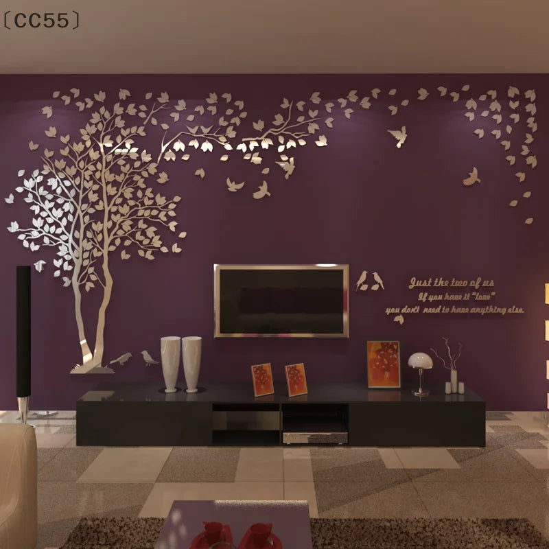 CC553D Acrylic Tree Wall Stickers Self-adhesive Background Wall Wall Decal Wall Stickers Home Decoration, Bedroom Wallpaper-HomeDecorDecals_com