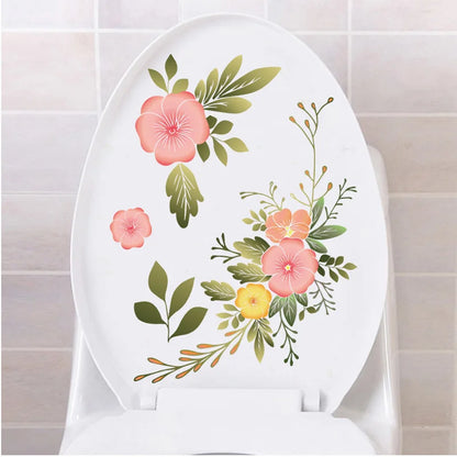 Green Plant Leaves Bathroom Toilet Sticker WC Closestool Wall Sticker Self Adhesive Mural Beautify Flower Home Decoration Decals-HomeDecorDecals_com