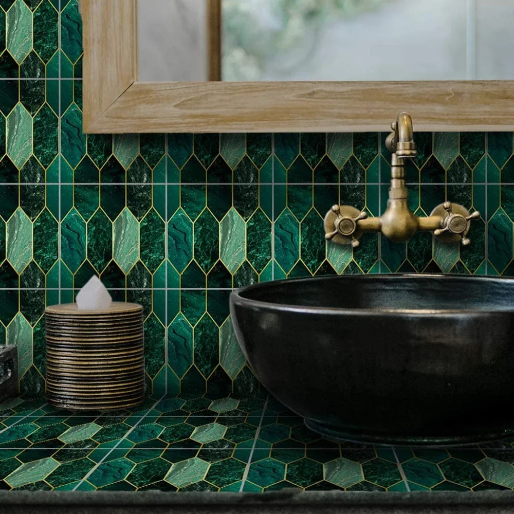 Green Gilding Tile PVC Modern Wall Decal | Home Decor by HomeDecorDecals.