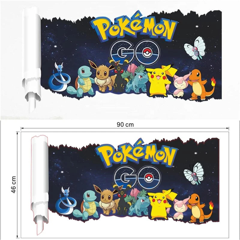 Cartoon Pikachu Wall Sticker For Kids Room Living Room Bedroom Wall Decoration Kids Gifts Door Sticker Cute Posters-HomeDecorDecals_com