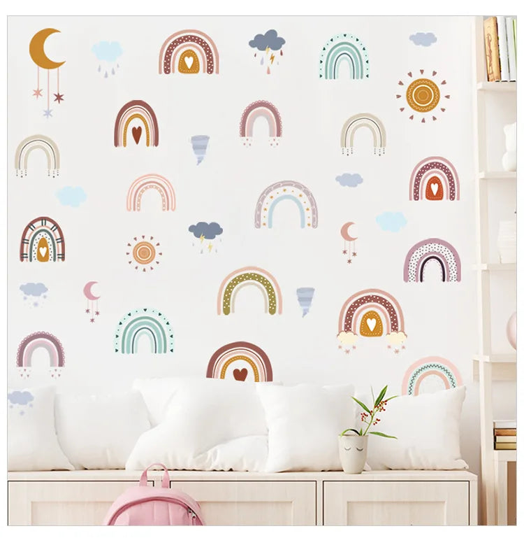1x Cartoon Arch Rainbow DIY Wall Stickers for Baby Room Kids Bedroom Nursery Window Decor Removable PVC Decals Home Pieces Mural-HomeDecorDecals_com
