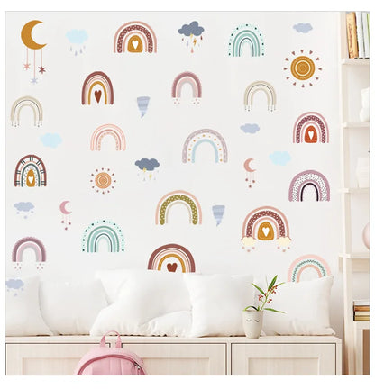 1x Cartoon Arch Rainbow DIY Wall Stickers for Baby Room Kids Bedroom Nursery Window Decor Removable PVC Decals Home Pieces Mural-HomeDecorDecals_com