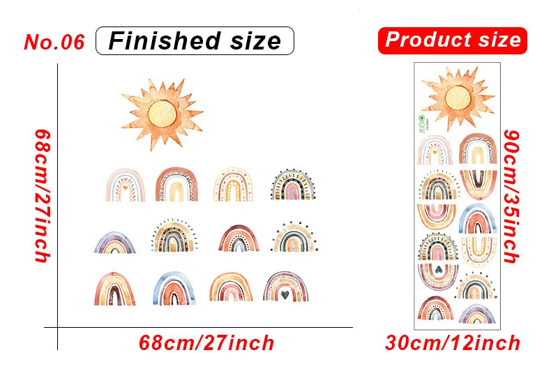 1x Cartoon Arch Rainbow DIY Wall Stickers for Baby Room Kids Bedroom Nursery Window Decor Removable PVC Decals Home Pieces Mural-HomeDecorDecals_com