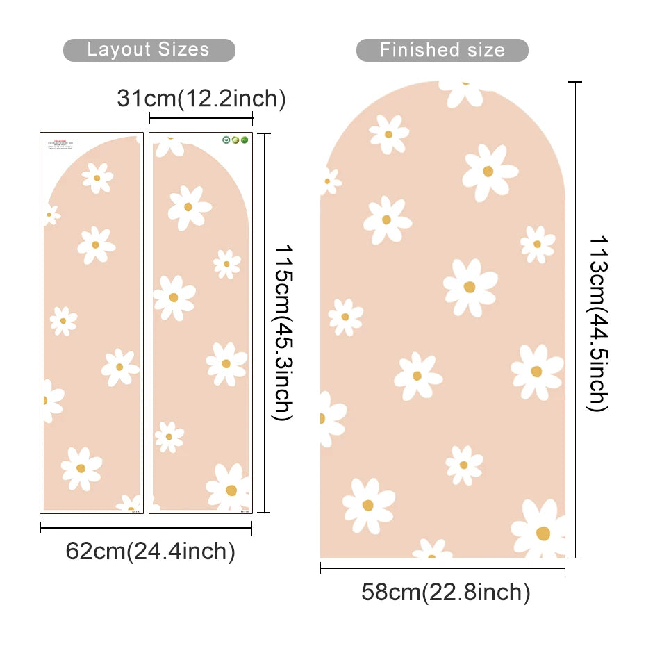 Boho Flowers Arch Wallpaper Nursery Decal Children's Room Baby Sticker Kids Bedroom Living Vinyl Home Decoration Peel and Stick-HomeDecorDecals_com