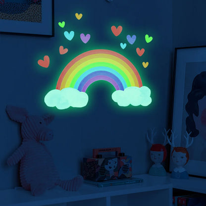 Cartoon Rainbow Luminous Wall Stickers Glow In The Dark Cloud Heart DIY Wall Decal For Baby Kids Room Nursery Home Decorations-HomeDecorDecals_com