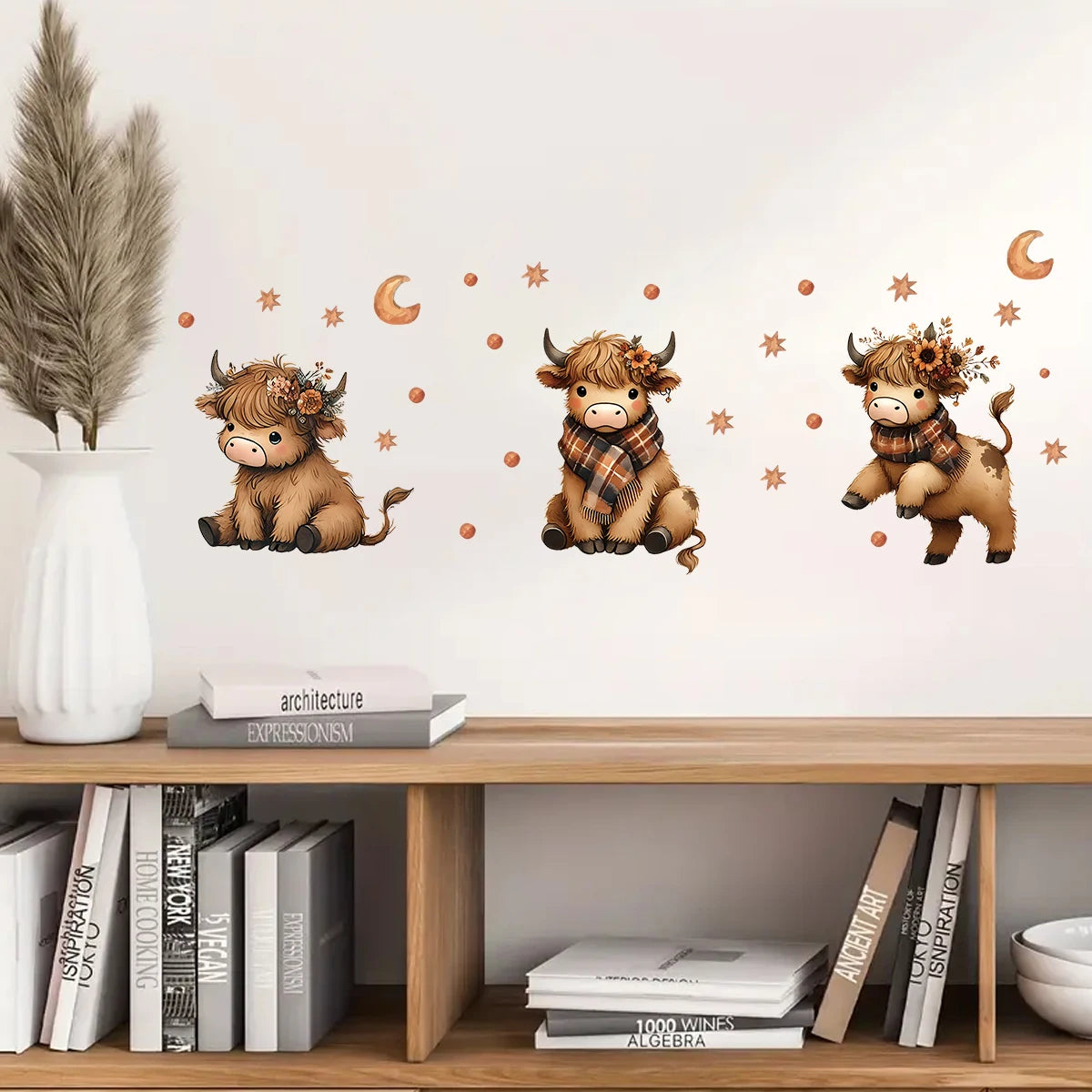 3pcs Set Cartoon Star Animal Cute Cow Pattern Wall Stickers for Kids Room Decoration Nursery Home Decor Children Gift Nursery-HomeDecorDecals_com