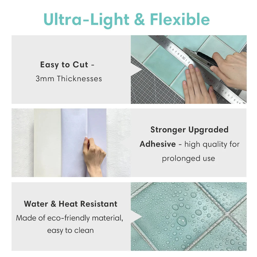 Detailed look at Waterproof 3D Matte Tile Vinyl Wall Decal | Room Decor by HomeDecorDecals.