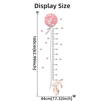 2Pcs Cartoon Cute Pink Rabbit Balloon Height Measurement Wall Stickers for Kids Room Bedroom Home Decoration Wall Decals-HomeDecorDecals_com