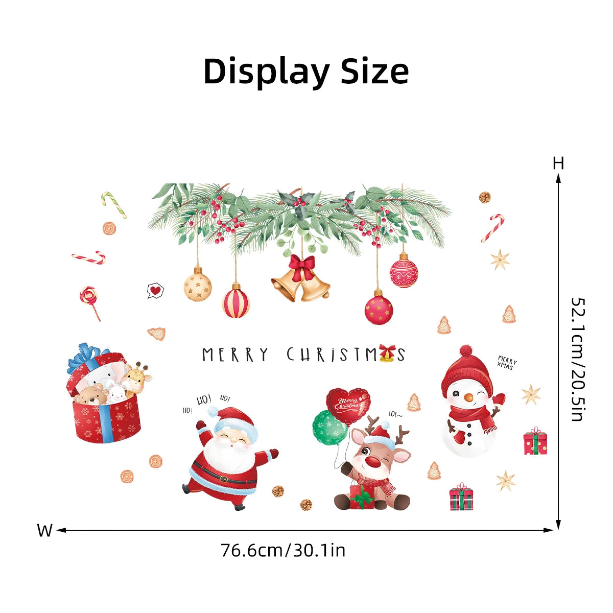 1pc PVC Removable Cartoon Santa Claus Snowman Pattern Wall Stickers for Kids Room Decor Christmas Decoration Bedroom Wall Decals-HomeDecorDecals_com
