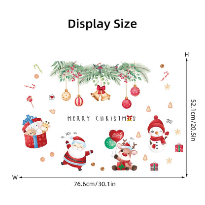 1pc PVC Removable Cartoon Santa Claus Snowman Pattern Wall Stickers for Kids Room Decor Christmas Decoration Bedroom Wall Decals-HomeDecorDecals_com