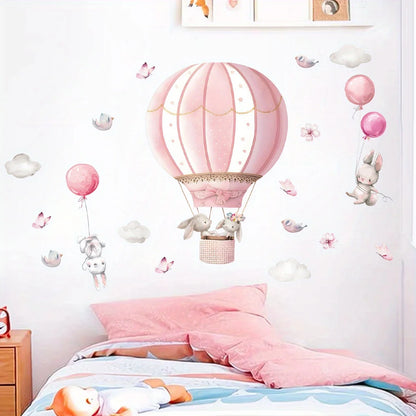Cute Rabbit And Balloon Wall Decal for Kids-HomeDecorDecals_com
