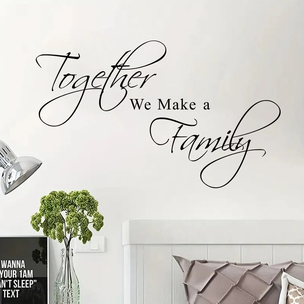 "together We Make A Family" Sweet Text Wall Stickers Home Decor Accessories Living Room Wall Decals Bedroom Decoration Kids Room-HomeDecorDecals_com
