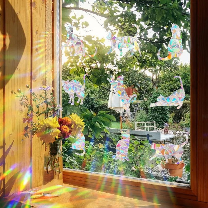 29 Stylels Rainbow Maker Sun Catcher Wall Stickers Cat Bird Star Mushroom Moon Sun DIY Window Glass Electrostatic Prisms Sticker-HomeDecorDecals_com