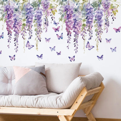 Purple Flower and Butterfly Floral Wall Decal | Home Decor design details by HomeDecorDecals.