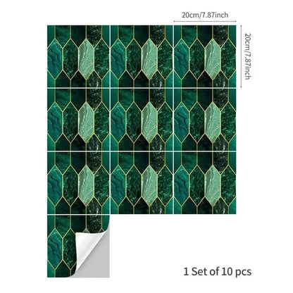 Green Gilding Tile PVC Modern Wall Decal | Home Decor decorative wall feature by HomeDecorDecals.
