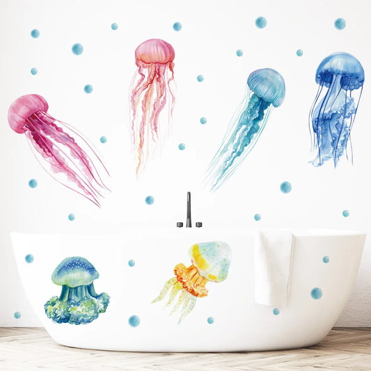 Multicolor Jellyfish Wall Stickers for Home Room Decor Removable PVC Wall Decals for Kids room Bathroom Nursery Wall Decoration-HomeDecorDecals_com