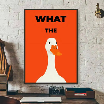 What The Duck Print Art Funny Cute Animal Poster Self-adhesive Art Waterproof Paper Sticker Coffee House Bar Room Wall Decor-HomeDecorDecals_com