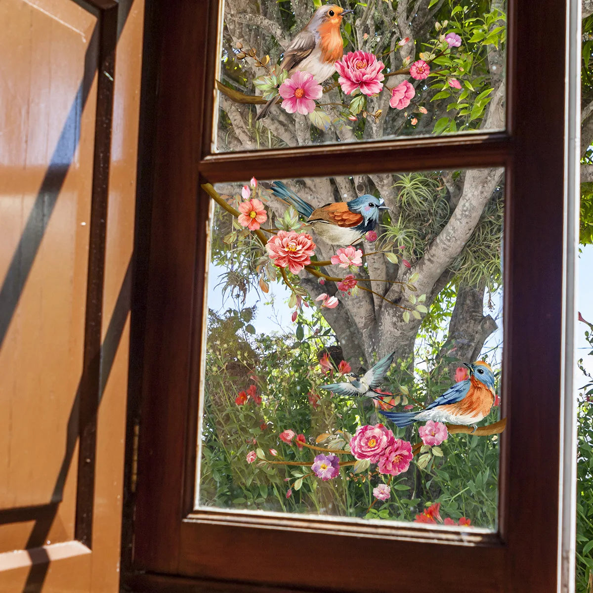 Spring Summer Flowers Birds Series Window Decoration Stickers Pvc Room Decoration Electrostatic Glass Shading Stickers-HomeDecorDecals_com