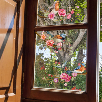 Spring Summer Flowers Birds Series Window Decoration Stickers Pvc Room Decoration Electrostatic Glass Shading Stickers-HomeDecorDecals_com