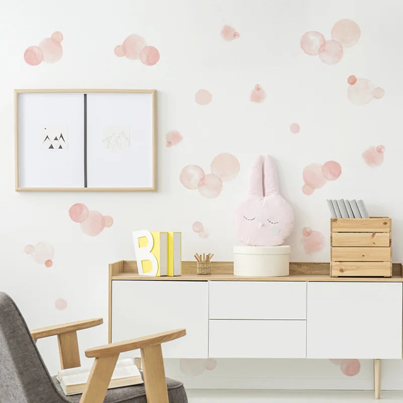 Pink Polka Dot Wall Decal | Home Decor removable peel and stick wall decal by HomeDecorDecals.