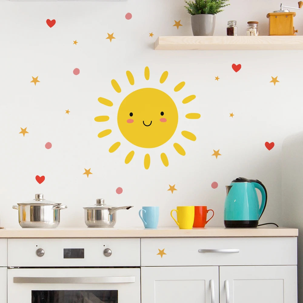 Cartoon Smile Sun Wall Decal | Home Decor design details by HomeDecorDecals.