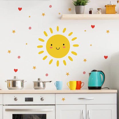 Cartoon Smile Sun Wall Decal | Home Decor design details by HomeDecorDecals.