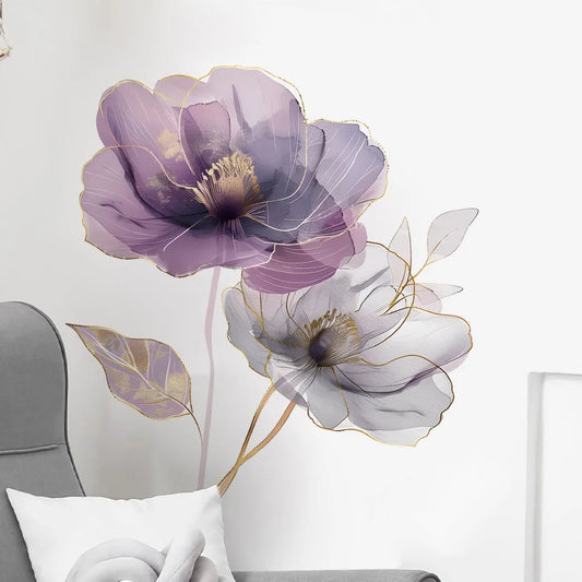 Purple Flowers Wall Decal | Home Decor removable peel and stick wall decal by HomeDecorDecals.