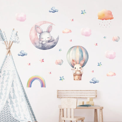 Cute Rabbit And Balloon Wall Decal for Kids-HomeDecorDecals_com