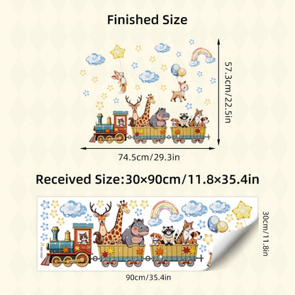 30*90cm Cartoon Animal Train Wall Sticker Removable PVC Wall Decoration For Nursery Room Kids Bedroom Home Decor-HomeDecorDecals_com