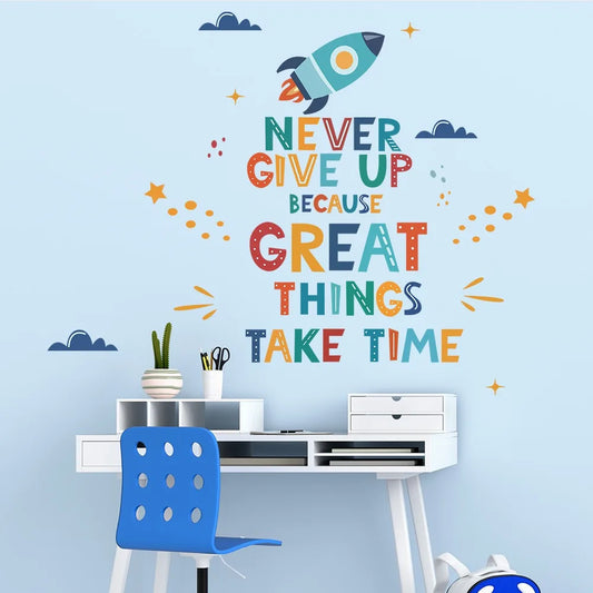 Personalized English Letters Rocket Wall Stickers Vinyl Baby Daycare Children's Room Art Stickers Home Decoration-HomeDecorDecals_com