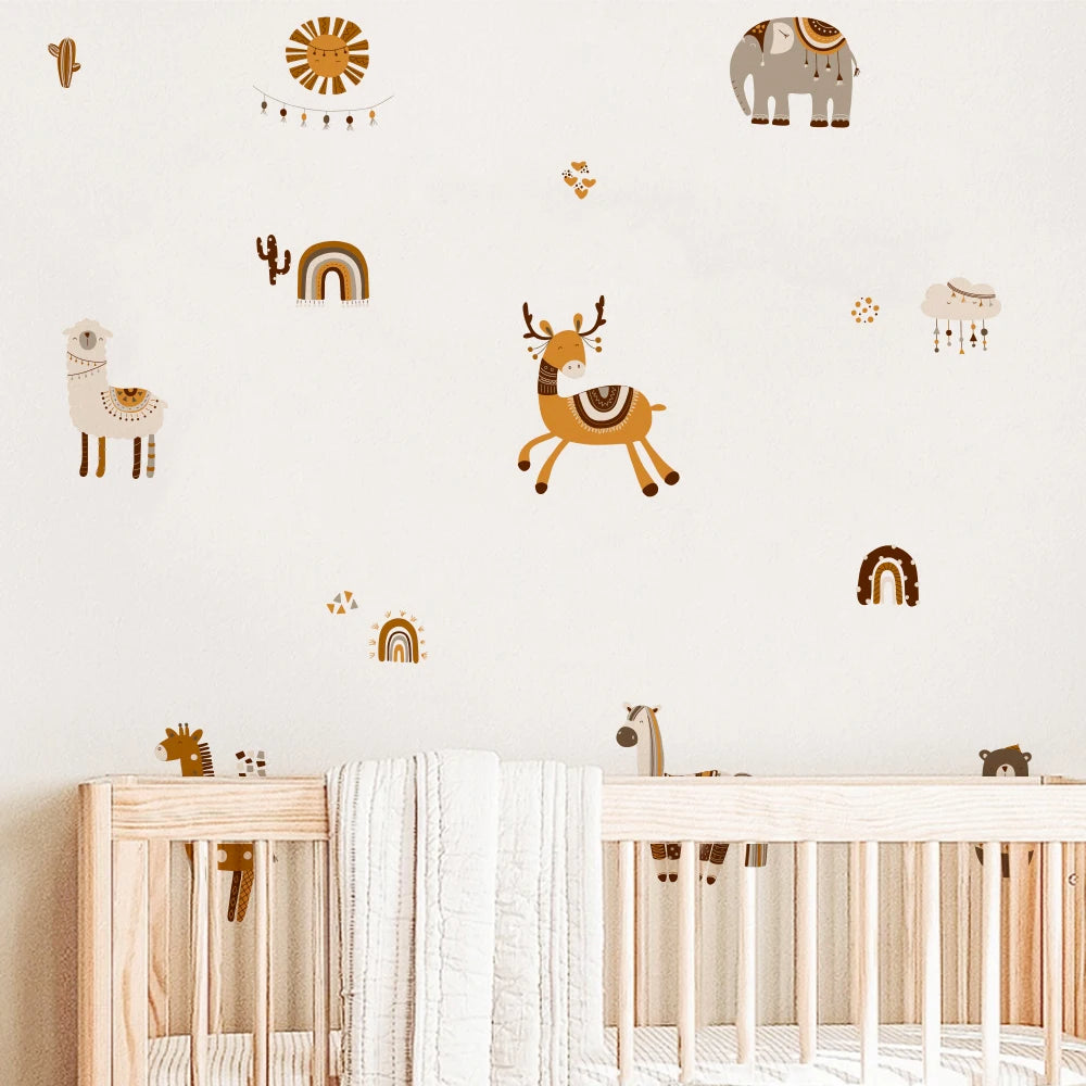 Detailed look at Cartoon Safari Animals Wall Decal | Room Decor by HomeDecorDecals.
