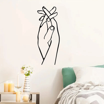 Close-up view of Clench Both Hands Line Art Wall Decal | Home Decor by HomeDecorDecals.