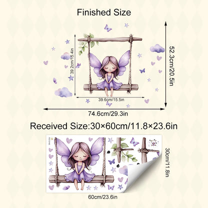 Purple Star Fairy Butterfly Wall Sticker for Kids Room-HomeDecorDecals_com