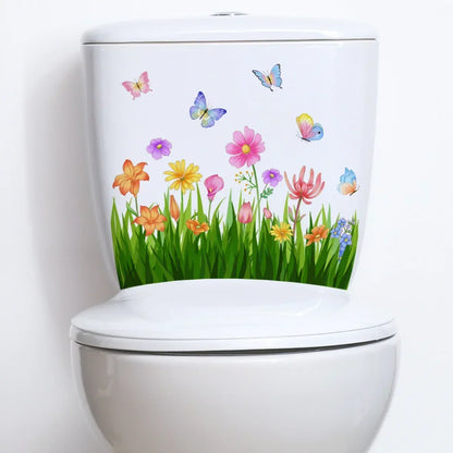 Plant Leaves Wall Sticker Toilet Sticker WC Self Adhesive Mural Beautify Flower Home Decoration Decals Refrigerator sticker-HomeDecorDecals_com