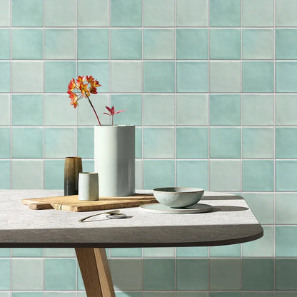 Close-up view of Waterproof 3D Matte Tile Vinyl Wall Decal | Room Decor by HomeDecorDecals.