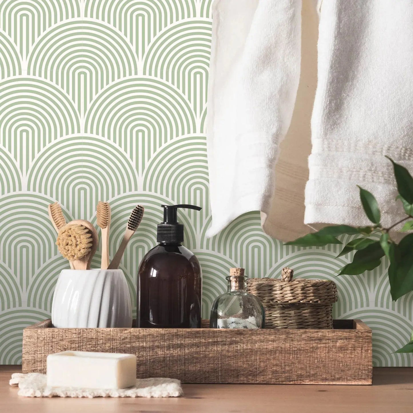 Lake Green Retro Waterproof Tile Decal | Home Decor design details by HomeDecorDecals.