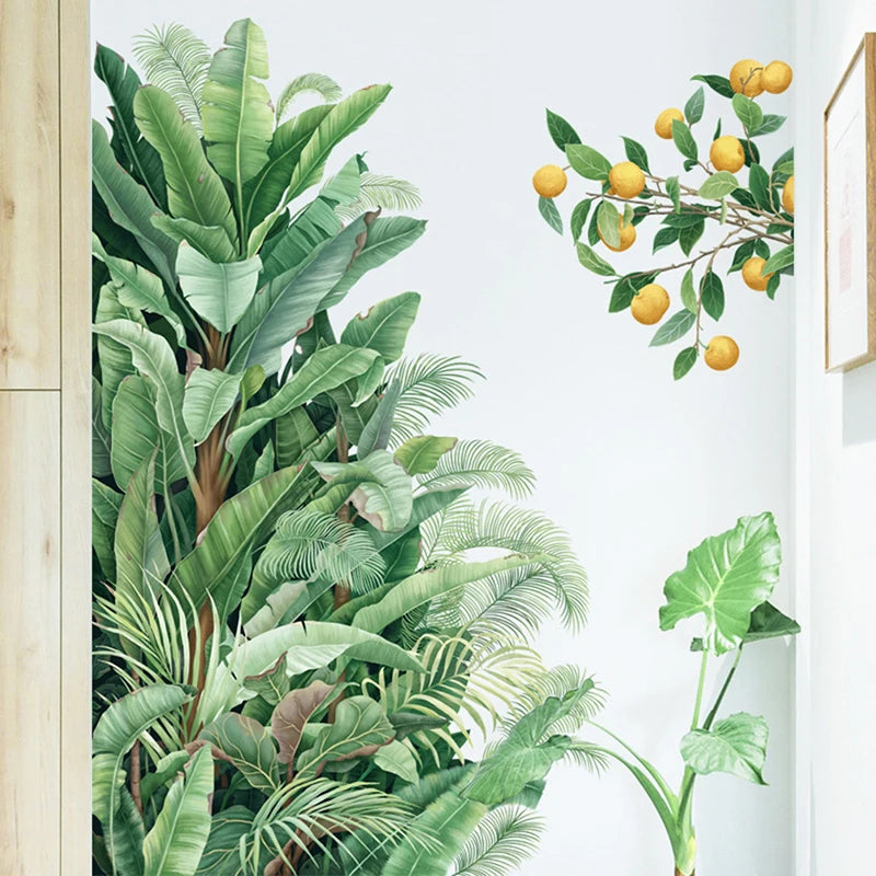 Green Leaves Wall Stickers For Home Living Room Decorative Vinyl Wall Decal Tropical Plants DIY Kid Door Murals Wallpaper-HomeDecorDecals_com