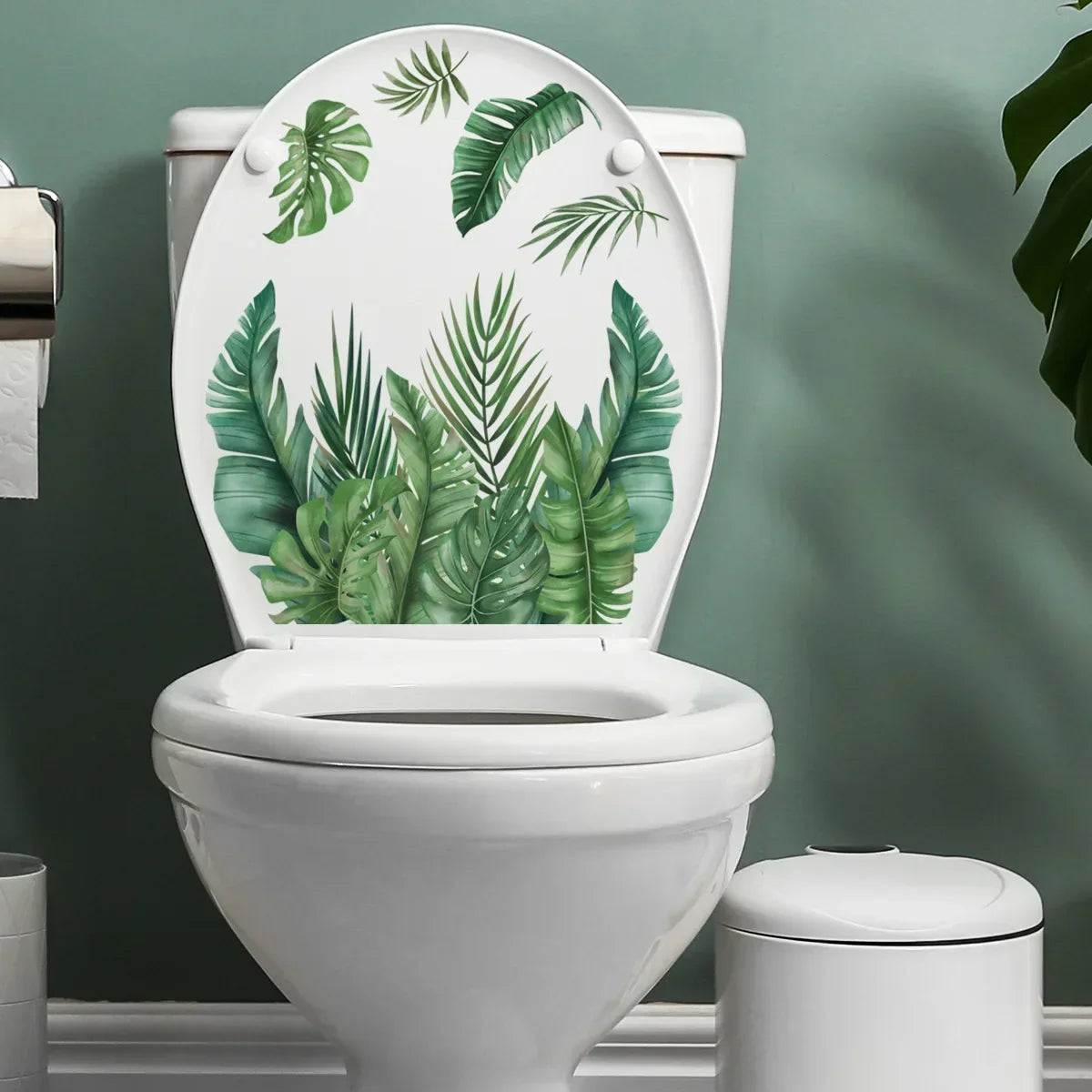 Plant Leaves Wall Sticker Toilet Sticker WC Self Adhesive Mural Beautify Flower Home Decoration Decals Refrigerator sticker-HomeDecorDecals_com