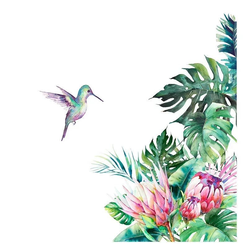 Tropical Flowers and Birds Mural Wall Decal | Home Decor home decor design by HomeDecorDecals.