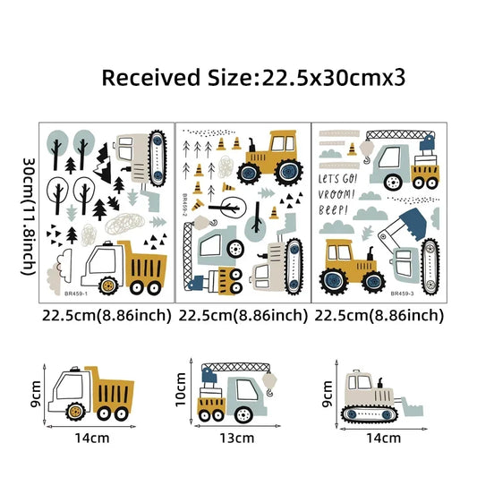 Cute Cars and Cargo Truck Wall Decal Set | Kids Room Decor removable peel and stick wall decal by HomeDecorDecals.