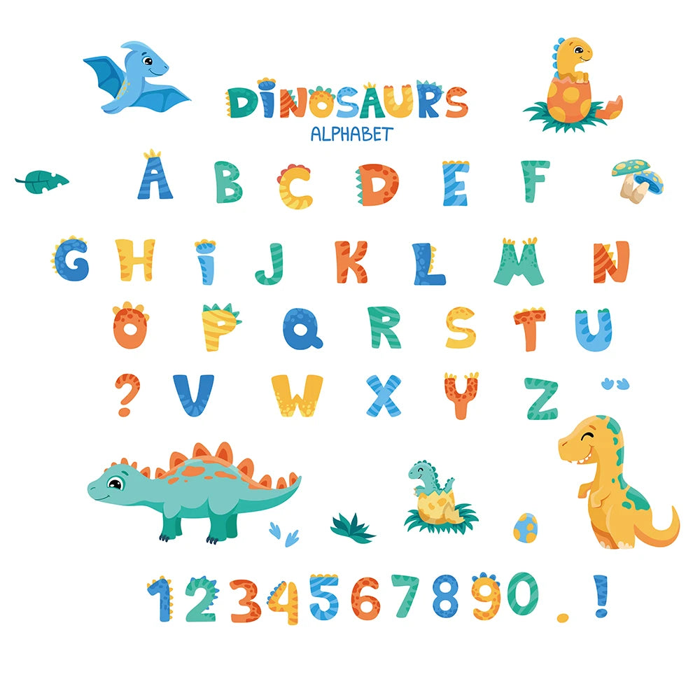 Cartoon Dinosaur Alphabet Removable Wall Stickers Letter Digit for Early education Kindergarten Nursery Kids Baby Room PVC Decal-HomeDecorDecals_com